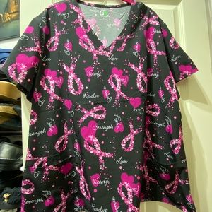 GT Performance Breast Cancer stretch scrub top